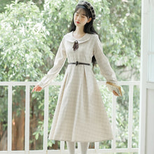 Load image into Gallery viewer, French Retro Dress Women&#39;s Casual Autumn 2021 Beaded Bow Sweet and Cute Irregular Doll Collar Chic Dress Long Sleeve Vestidos