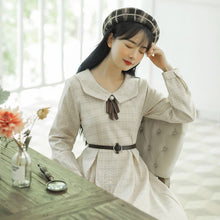 Load image into Gallery viewer, French Retro Dress Women&#39;s Casual Autumn 2021 Beaded Bow Sweet and Cute Irregular Doll Collar Chic Dress Long Sleeve Vestidos