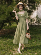 Load image into Gallery viewer, French Retro Girl Elegant Dress Women Summer 2021 Niche Chic Ladies Square Neck Puff Sleeve Elegant Flowers Sweet Dress Female