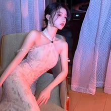 Load image into Gallery viewer, French Retro Sling Mini Dress Sexy Elegant Club Outfits for 2021 Fashion Women Summer Lounge Halterneck Dress