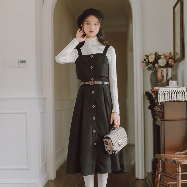 French Retro Strap Dress Women's Red Square Collar Elegant All-match Sleeveless Dress 2021 Spring Autumn Hot Sale Strap Dresses