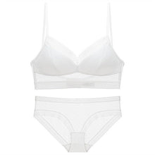 Load image into Gallery viewer, French Sexy Polka Dot Lace Bra Set Women Deep V-Neck Thin Push Up Underwear Backless Top Women Transparent Panties Lingerie Set