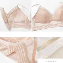 Load image into Gallery viewer, French Sexy Polka Dot Lace Bra Set Women Deep V-Neck Thin Push Up Underwear Backless Top Women Transparent Panties Lingerie Set