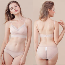 Load image into Gallery viewer, French Sexy Polka Dot Lace Bra Set Women Deep V-Neck Thin Push Up Underwear Backless Top Women Transparent Panties Lingerie Set