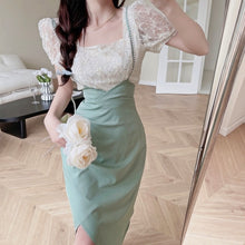 Load image into Gallery viewer, French Sexy Strap Skirt Women Summer Irregular Designer Elegant Y2k Split Skirt Female High Waist Sweet Party Midi Skirt 2021