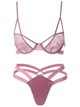 Load image into Gallery viewer, French Silk Bralette Summer Lingerie Set Sexy Ultra-thin Bra Set Unlined 3/4 Cup Women Underwear Comfortable Push Up Brassiere