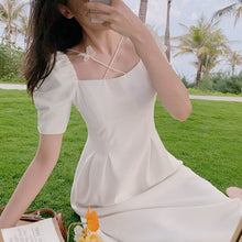 Load image into Gallery viewer, French Square Collar White First Love Dress 2021 Summer New Retro Super Fairy Puff Sleeve Temperament Mid-Length Dress