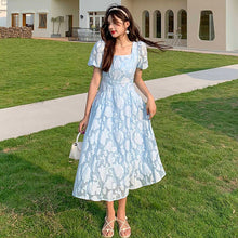 Load image into Gallery viewer, French Sweet Square Collar Puff Sleeve Sexy Women Maxi Party Long Beach Office Casual Dress Elegant Vestido Vintage Lady Dresses