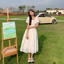 Load image into Gallery viewer, French Sweet Square Collar Puff Sleeve Sexy Women Maxi Party Long Beach Office Casual Dress Elegant Vestido Vintage Lady Dresses