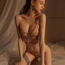 Load image into Gallery viewer, French Ultra Thin Lace Embroidery Lingerie Sexy Underwie Push Up Bra Set Romantic Flowers Fish Bone Body Shaper Top and Panties