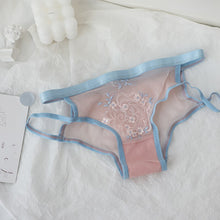 Load image into Gallery viewer, French Underwear Bralette Lace Push Up Triangle Cup Ultra Thin Wire Free Bra and Panties Set Blue and Pink Bra Set