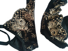 Load image into Gallery viewer, French Vintage Women Intimates Embroidery Cupless Bras Lingerie with Garters Sets Push Up Bra Crotchless Panty Set UltraThin Bra