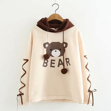 Load image into Gallery viewer, Fresh Sweet Cartoon Cute Hoodies Fall Women Fashion Bandage Kawaii Tops Hooded Sweatshirts Autumn Fleece Thick Hoodie Femme