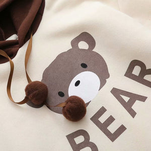 Fresh Sweet Cartoon Cute Hoodies Fall Women Fashion Bandage Kawaii Tops Hooded Sweatshirts Autumn Fleece Thick Hoodie Femme