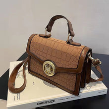 Load image into Gallery viewer, Frosted stitching crocodile pattern PU trend small round lock single shoulder messenger portable small square bag