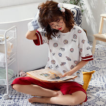 Load image into Gallery viewer, Fruit Print Cute Sweet Women Pajamas Set Soft Short Sleeve O-Neck Pants Lady Home Clothes Summer Female Nightie