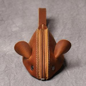 Genuine Leather Coin Purse Creative Cute Mouse Storage Bag Trend Zipper Pocket Men Women Portable Wallets Children&#39;s Key Bags