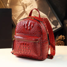 Load image into Gallery viewer, Genuine Leather Crocodile Pattern Women Backpack Luxury Fashion Casual Small Shoulder Portable Bag Travel Backpacks Brand