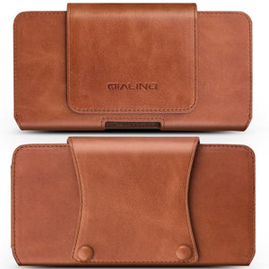 Genuine Leather Phone Pouch Cover For iPhone 13 12 11 Pro 12 XS X XR Business Pocket Waist Bags Holster Belt Clip Case Qialino