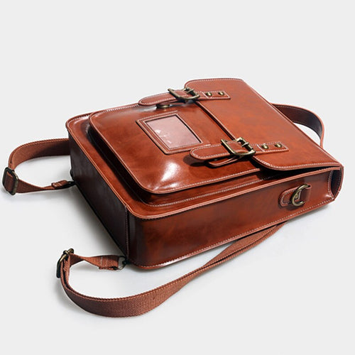 Genuine Leather Women's Backpack British College Style Handbags 14" Laptop Bag Fashion Retro Computer Backpack Student Schoolbag