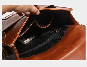 Genuine Leather Women&#39;s Backpack British College Style Handbags 14&quot; Laptop Bag Fashion Retro Computer Backpack Student Schoolbag