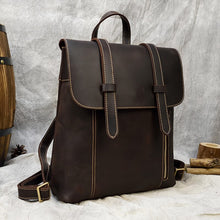 Load image into Gallery viewer, Genuine Leather Women&#39;s Backpack Crazy Horse Skin Student Schoolbag 2022 Fashion Ladies Shopping Backpack Casual Men Backpack