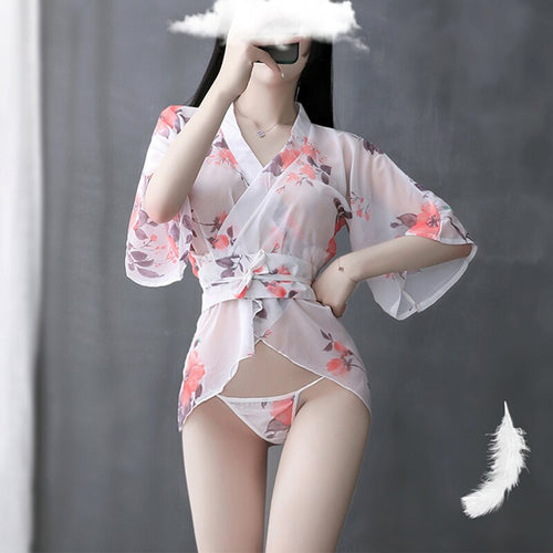Girl Sexy Lingerie Nightgowns Clothes Party Kimono Dress Woman Sakura Japanese Style Geisha Costume Sexy Bathrobe Pajamas