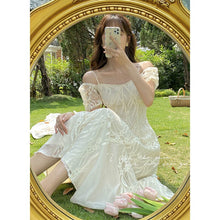 Load image into Gallery viewer, Girl Summer White Elegant Lace Long Maxi Dress Vintage Square Collar French Princess Dresses Casual Holiday Party Dress