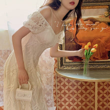 Load image into Gallery viewer, Girl Summer White Elegant Lace Long Maxi Dress Vintage Square Collar French Princess Dresses Casual Holiday Party Dress