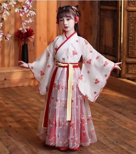Girls Chinese Style Ancient Super Fairy Hanfu Skirt Children Costume Tang Suit Dress Child Princess Chinese Style Dress Stage