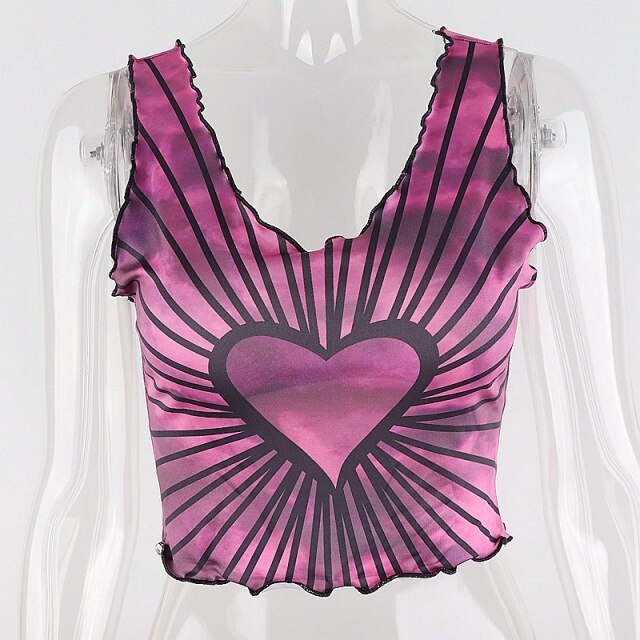 Goth Dark E-Girl Gothic Aesthetic Summer Tank Tops Harajuku Grunge Punk Women Bodycon Crop Top Slim Fashion Tie Dye Sexy Clothes