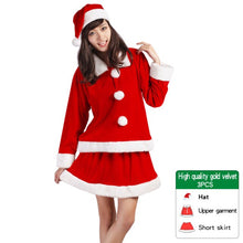 Load image into Gallery viewer, Gown Shawl Winter Christmas Dress Sexy Women Golden Velvet Cape Red Fantasy Santa Claus With Hat for Female Party