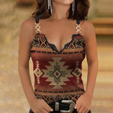 Load image into Gallery viewer, Graphic Print Blouse Women Sexy Lace V-neck Sleeveless Chain Straps Tank Tops Summer Plus Size Casual Loose Shirt haut femme