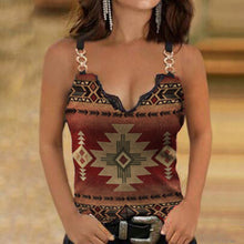 Load image into Gallery viewer, Graphic Print Blouse Women Sexy Lace V-neck Sleeveless Chain Straps Tank Tops Summer Plus Size Casual Loose Shirt haut femme