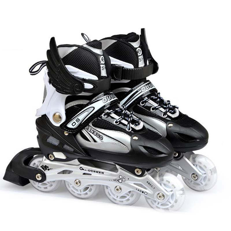 Adjustable Size Inline Skates Shoes For Kids Boy Girl PU Flashing 4 Wheels Roller Skates Children Roller Skating Sneakers Boots
