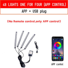 Load image into Gallery viewer, Led Car Foot Ambient Light With USB Neon Mood Lighting Backlight Music Control App RGB Auto Interior Decorative Atmosphere Light