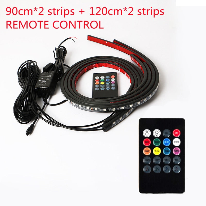 Car Charssis Flexible LED Strip Light LED Underbody Remote /APP Control RGB Neon Lights Ambient Atmosphere Auto Decorative Lamp