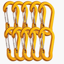 Load image into Gallery viewer, 10Pcs/Set Carabiners Aluminum Alloy D Carabiner Spring Snap Clip Hooks Keychain Climbing Carabiner for Keys Camping Tools