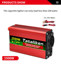 Load image into Gallery viewer, 1500W/2000W/2600W DC 12V to AC 220V Portable Car Power Inverter Charger Converter Adapter Universal EU Socket Auto accessories