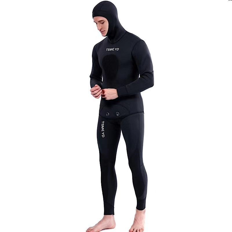 2022 Neoprene Scuba Diving wetsuit 3/5 mm Winter Warm  Men Hood Surfing Front Zipper Snorkeling Spearfishing Hooded Diving Suit