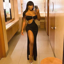 Load image into Gallery viewer, HOT Summer For 2022 Fashion Women&#39;S Clothes Black Halter Romper Sexy Bandage Split Casual Evening Party Prom Maxi Dresses Vestid