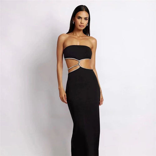 HOT Summer For 2022 Fashion Women'S Clothes Black Tube Top Romper Sexy Split Casual Evening Party Prom Maxi Dresses Vestidos