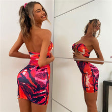 Load image into Gallery viewer, HOT Summer For 2022 Tank Strap Women&#39;s Clothes Print Tube Top Casual Evening Party Sexy Folds Prom Cutou Corset Mini Dress