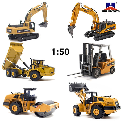 1:50 Dump Truck Excavator Wheel Loader Diecast Metal Model Construction Vehicle Toys For Boys Christmas Birthday Gift Car