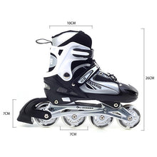 Load image into Gallery viewer, Adjustable Size Inline Skates Shoes For Kids Boy Girl PU Flashing 4 Wheels Roller Skates Children Roller Skating Sneakers Boots