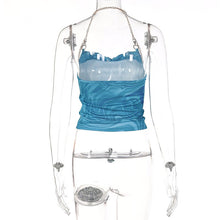 Load image into Gallery viewer, Halter Print Tank Tops for Women Skinny Wrapped Chest 2022 New Strapless Shiny Chain Decoration Vest Streetwear Female Clothing