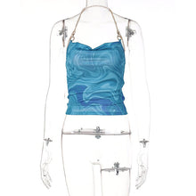 Load image into Gallery viewer, Halter Print Tank Tops for Women Skinny Wrapped Chest 2022 New Strapless Shiny Chain Decoration Vest Streetwear Female Clothing