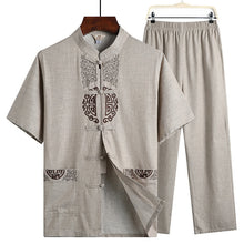 Load image into Gallery viewer, Hanfu Linen Shirts Men Wushu Traditional Chinese Pants Qing Dynasty Clothing For Pantalon Wing Chun Roupa Oriental Kung Fu Suit