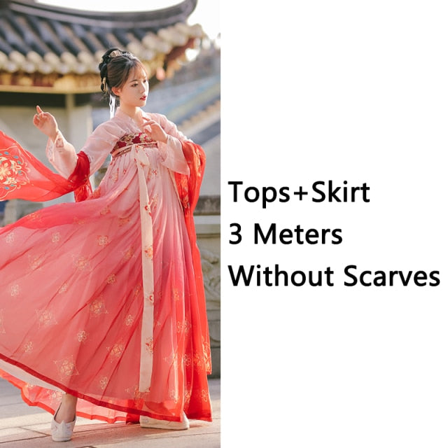 Hanfu Women Dress Chinese Style Fairy Princess Red Hanfu Traditional Female Clothes Ancient Classical Dance Costumes DQL3471