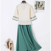 Load image into Gallery viewer, Hanfu new ancient style women&#39;s two-piece suit Chinese style embroidery improved cheongsam stand collar soft skin-friendly dress